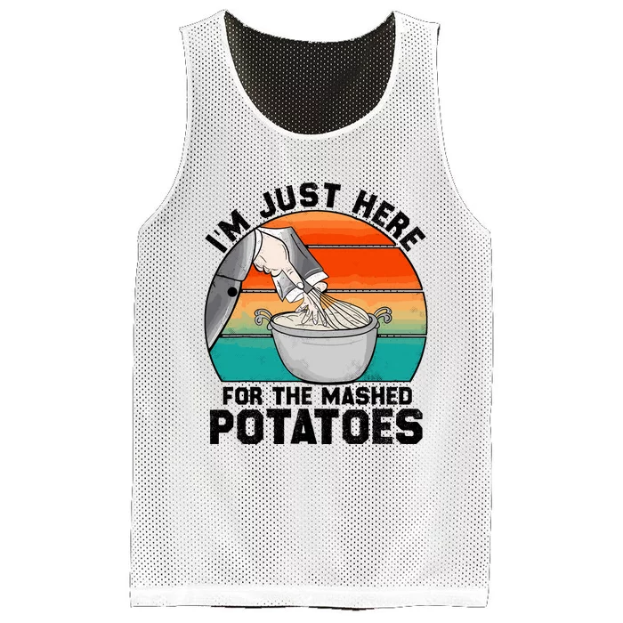 IM Just Here For The Mashed Potatoes Cute Thanksgiving Food Mesh Reversible Basketball Jersey Tank