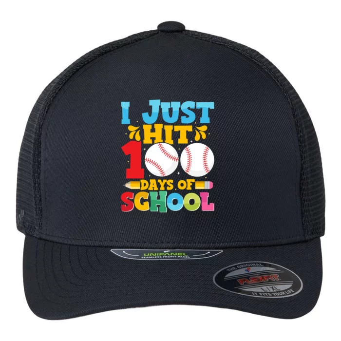 I Just Hit 100 Days Of School Baseball 100th Day Cute Gift Flexfit Unipanel Trucker Cap