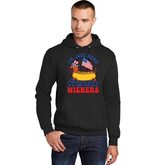 Im Just Here For Wieners Dachshund Dog Hotdog 4th Of July Hoodie