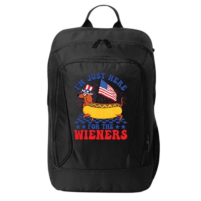 Im Just Here For Wieners Dachshund Dog Hotdog 4th Of July City Backpack