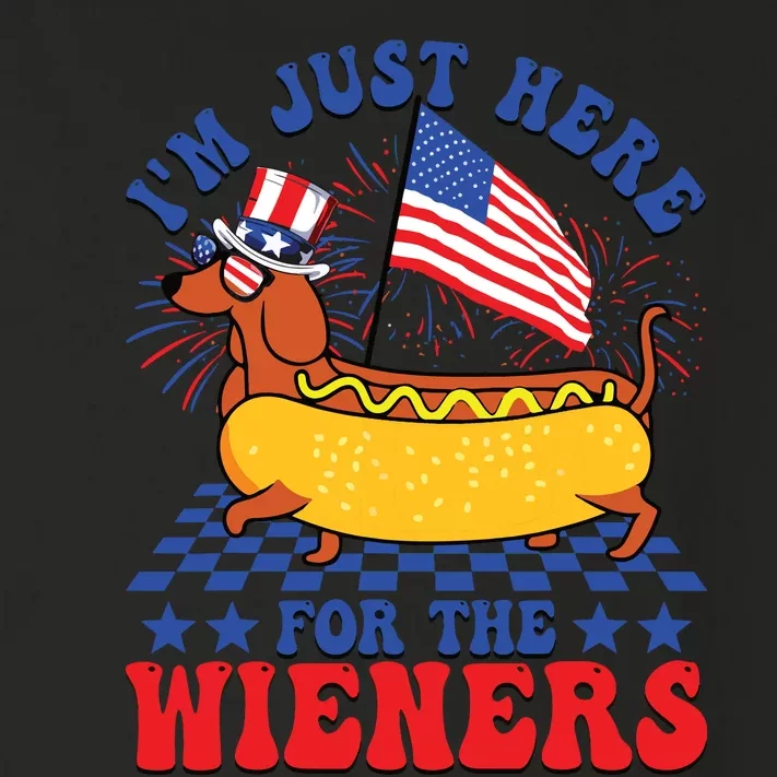 Im Just Here For Wieners Dachshund Dog Hotdog 4th Of July Toddler Long Sleeve Shirt