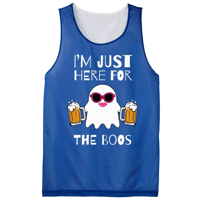 Im Just Here for the Boos Gifts Halloween Ghost Funny Woman Mesh Reversible Basketball Jersey Tank