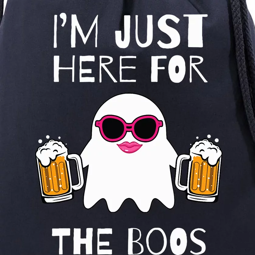 Im Just Here for the Boos Gifts Halloween Ghost Funny Woman Drawstring Bag