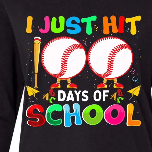 I Just Hit 100 Days Of School Baseball 100th Day Meaningful Gift Womens Cotton Relaxed Long Sleeve T-Shirt