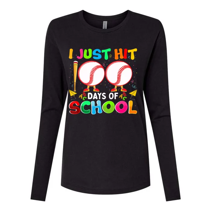 I Just Hit 100 Days Of School Baseball 100th Day Meaningful Gift Womens Cotton Relaxed Long Sleeve T-Shirt