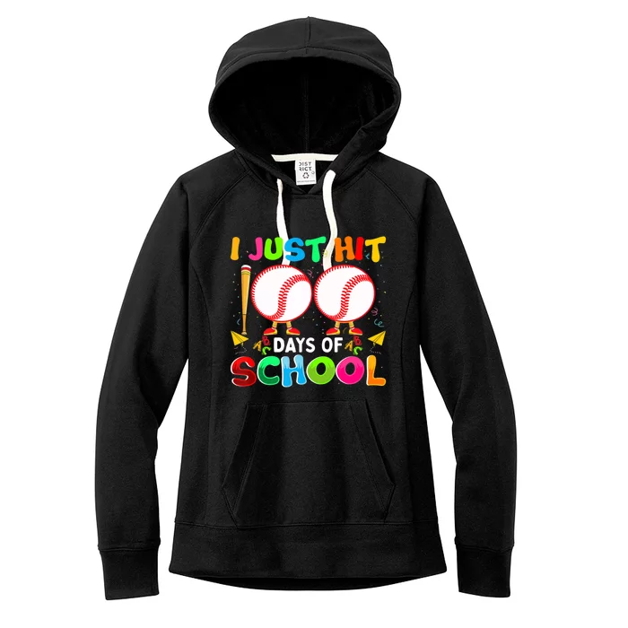 I Just Hit 100 Days Of School Baseball 100th Day Meaningful Gift Women's Fleece Hoodie