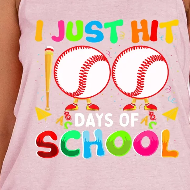 I Just Hit 100 Days Of School Baseball 100th Day Meaningful Gift Women's Knotted Racerback Tank