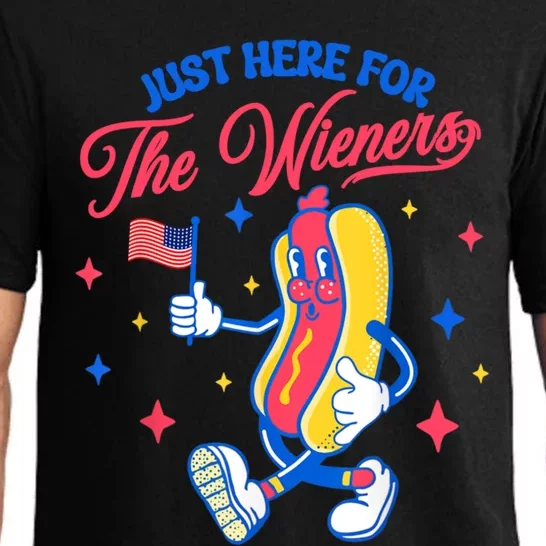 IM Just Here For The Wieners 4th Of July Hot Dog Cute Gift Pajama Set