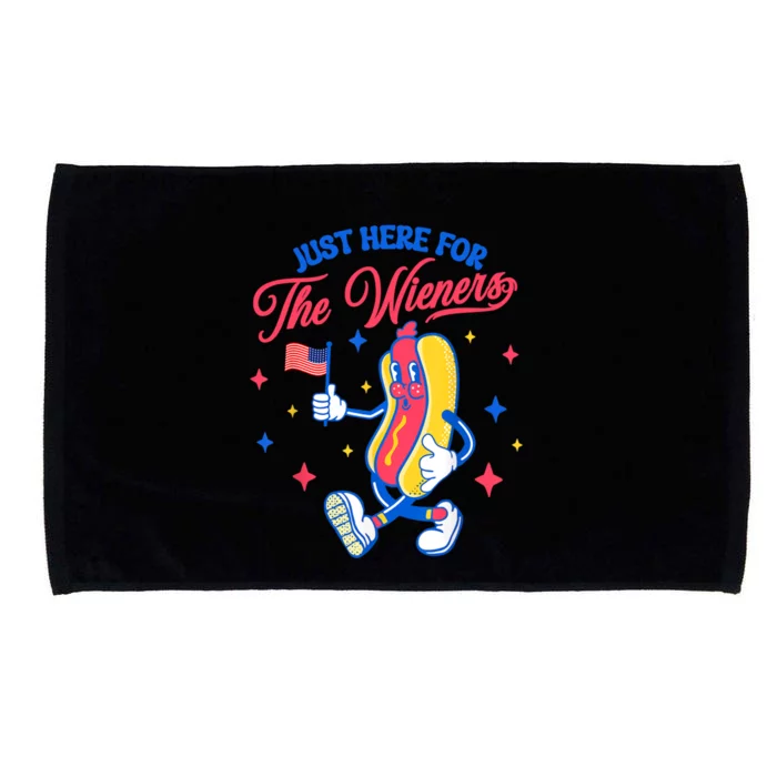 IM Just Here For The Wieners 4th Of July Hot Dog Cute Gift Microfiber Hand Towel