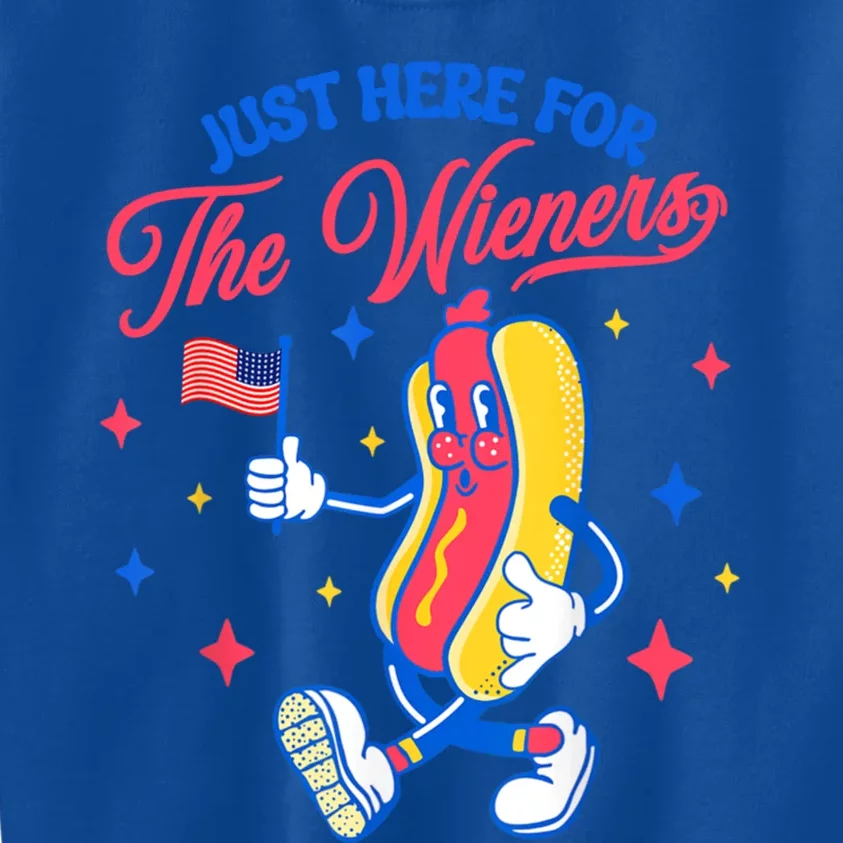 IM Just Here For The Wieners 4th Of July Hot Dog Cute Gift Kids Sweatshirt