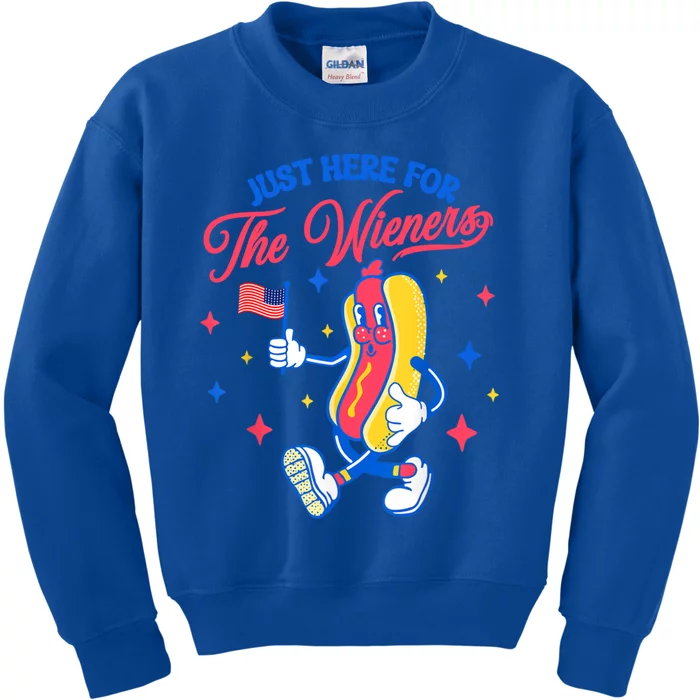 IM Just Here For The Wieners 4th Of July Hot Dog Cute Gift Kids Sweatshirt