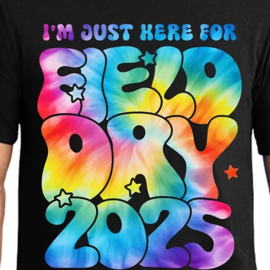 IM Just Here For Field Day 2025 Teacher Tie Dye Groovy Gift Pajama Set