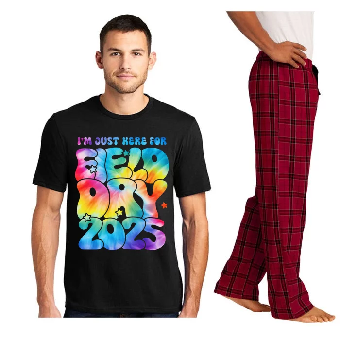 IM Just Here For Field Day 2025 Teacher Tie Dye Groovy Gift Pajama Set