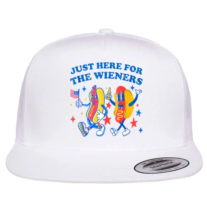 I'm Just Here For The Wieners 4th Of July Shirts Flat Bill Trucker Hat