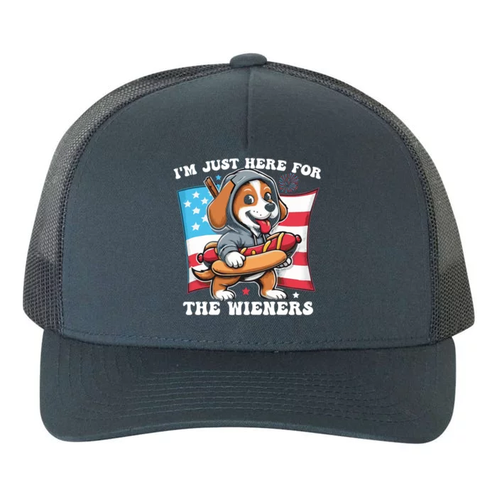 IM Just Here For The Wieners Funny 4th Of July Hot Dog Gift Yupoong Adult 5-Panel Trucker Hat