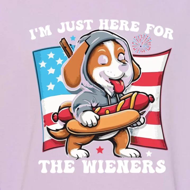 IM Just Here For The Wieners Funny 4th Of July Hot Dog Gift Garment-Dyed Sweatshirt