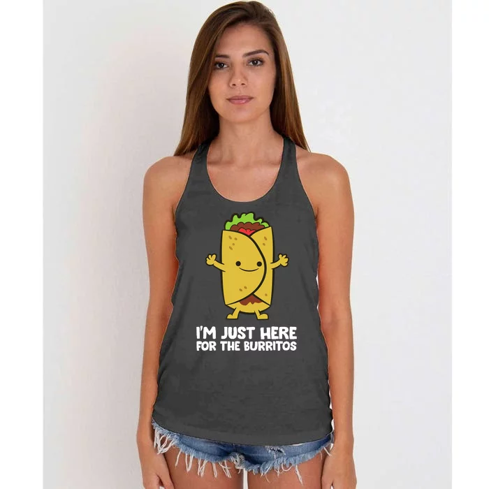 I'm Just Here For The Burritos Mexican Food Burritos Women's Knotted Racerback Tank