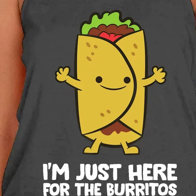 I'm Just Here For The Burritos Mexican Food Burritos Women's Knotted Racerback Tank