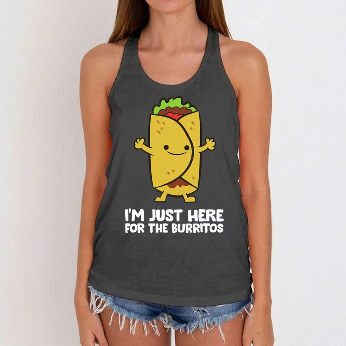 I'm Just Here For The Burritos Mexican Food Burritos Women's Knotted Racerback Tank