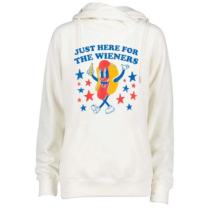 I'm Just Here For The Wieners 4th Of July Shirts Womens Funnel Neck Pullover Hood