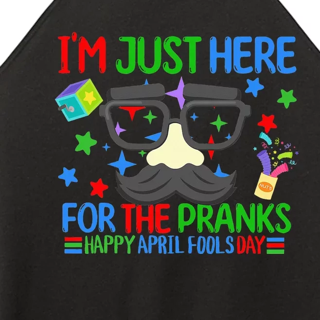 I'm Just Here for the April Fools Day Pranks Funny Prankster Women’s Perfect Tri Rocker Tank