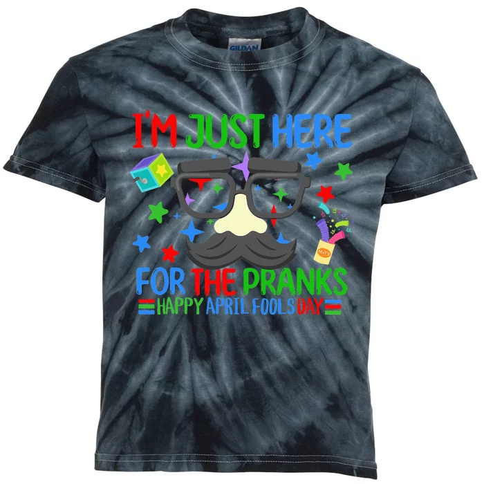 I'm Just Here for the April Fools Day Pranks Funny Prankster Kids Tie-Dye T-Shirt