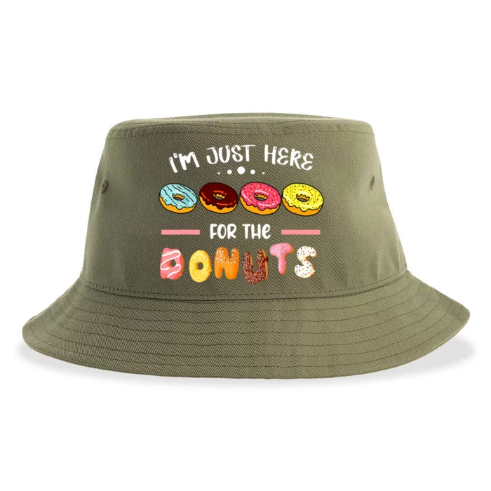 Im Just Here For The Donuts Doughnut Dough Sweet Dessert Sustainable Bucket Hat