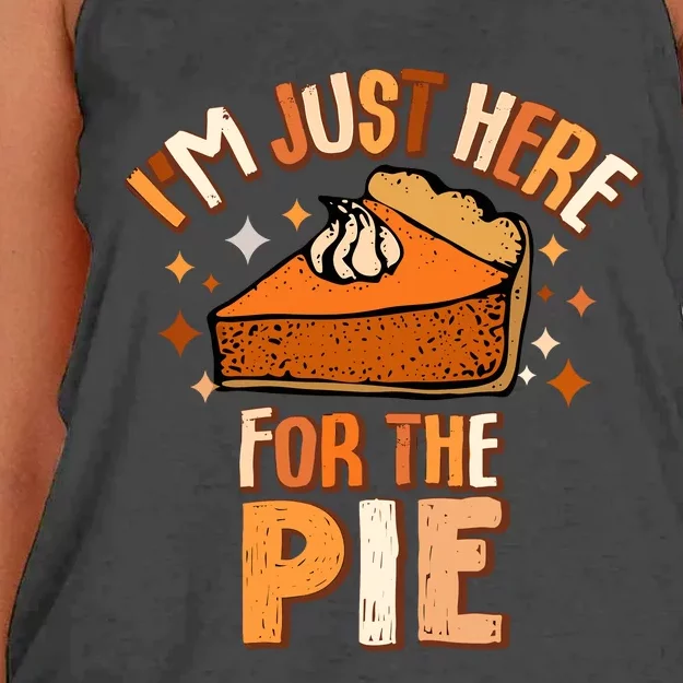 IM Just Here For The Pie Thanksgiving Fall Autumn Retro Women's Knotted Racerback Tank