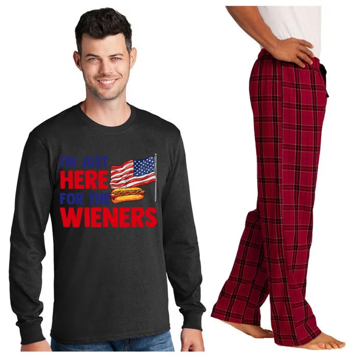 IM Just Here For The Wieners Gift Long Sleeve Pajama Set