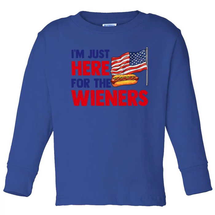 IM Just Here For The Wieners Gift Toddler Long Sleeve Shirt