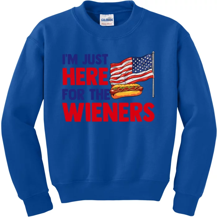 IM Just Here For The Wieners Gift Kids Sweatshirt