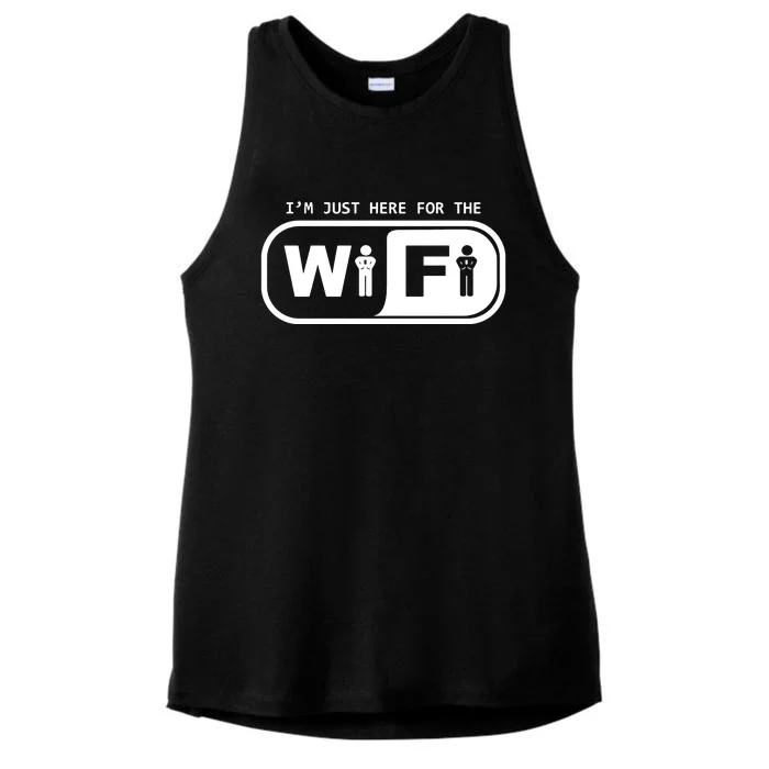 Im Just Here For The Wifi Ladies Tri-Blend Wicking Tank