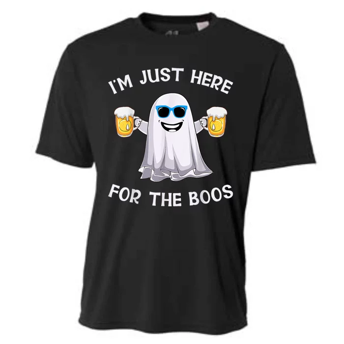 Im Just Here For The Boos Ghost Funny Halloween Beer Lover Cooling Performance Crew T-Shirt