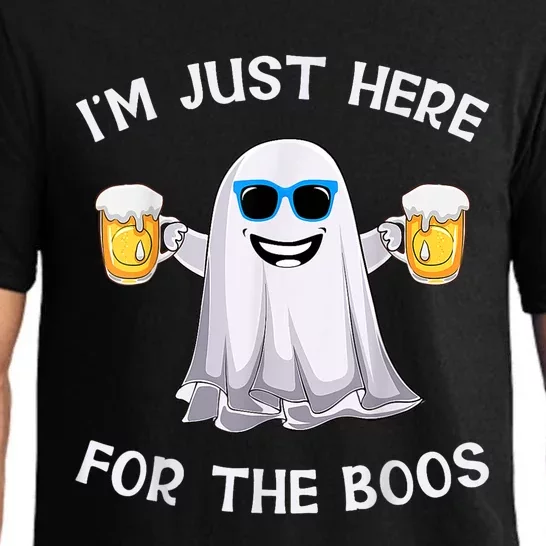 Im Just Here For The Boos Ghost Funny Halloween Beer Lover Pajama Set