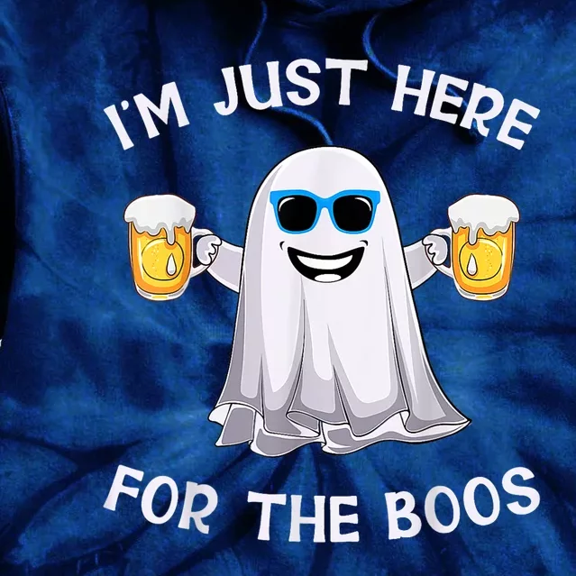 Im Just Here For The Boos Ghost Funny Halloween Beer Lover Tie Dye Hoodie