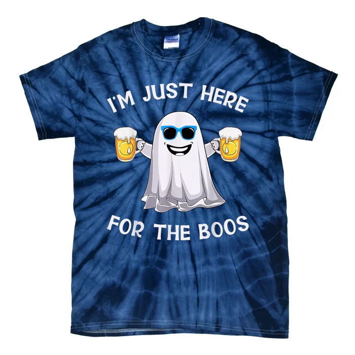 Im Just Here For The Boos Ghost Funny Halloween Beer Lover Tie-Dye T-Shirt