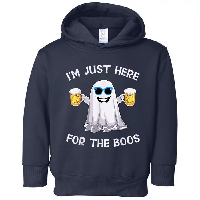 Im Just Here For The Boos Ghost Funny Halloween Beer Lover Toddler Hoodie