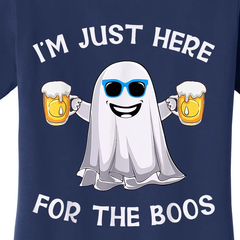 Im Just Here For The Boos Ghost Funny Halloween Beer Lover Women's T-Shirt