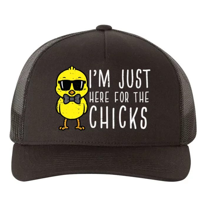 Im Just Here For The Chicks Cute Easter Boy Yupoong Adult 5-Panel Trucker Hat