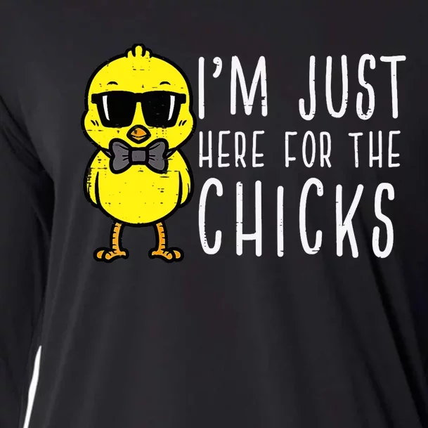 Im Just Here For The Chicks Cute Easter Boy Cooling Performance Long Sleeve Crew