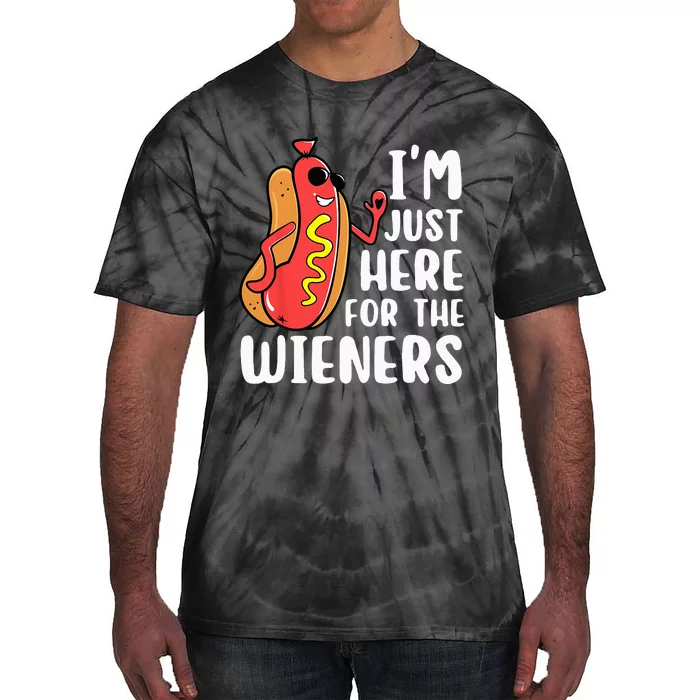 I'm Just Here For The Wieners Funny Hot Dog Foodies Lover Tie-Dye T-Shirt