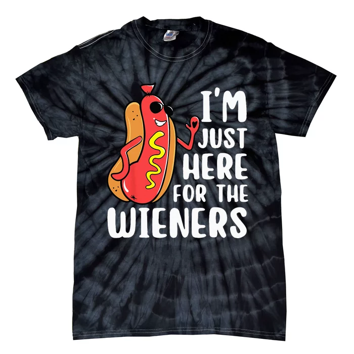 I'm Just Here For The Wieners Funny Hot Dog Foodies Lover Tie-Dye T-Shirt