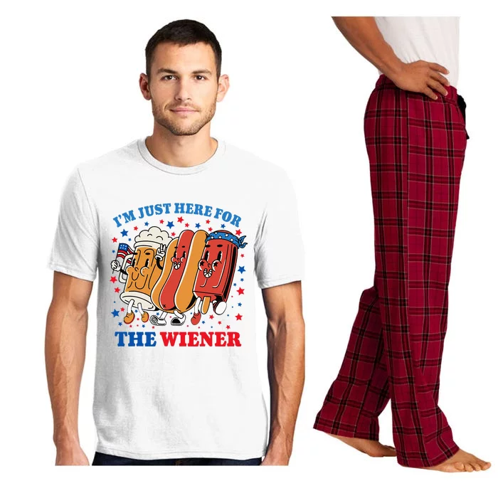 Im Just Here For The Wiener Funny Fourth Of July Pajama Set