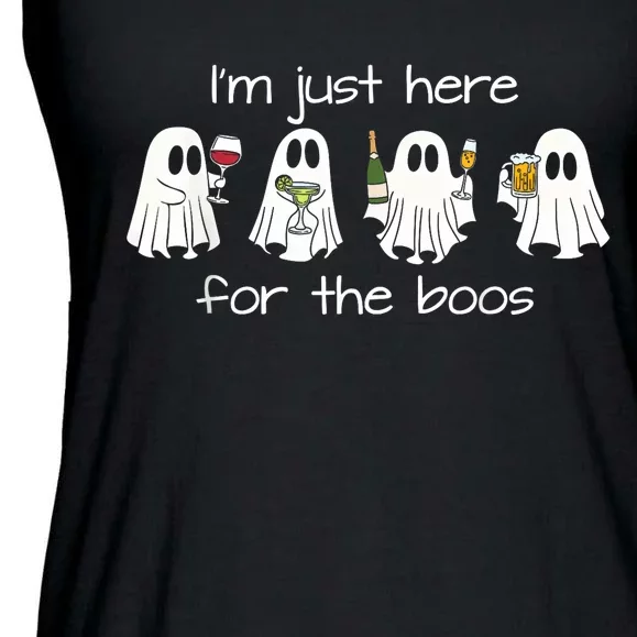 IM Just Here For The Boos Funny Halloween Ghost Ladies Essential Flowy Tank