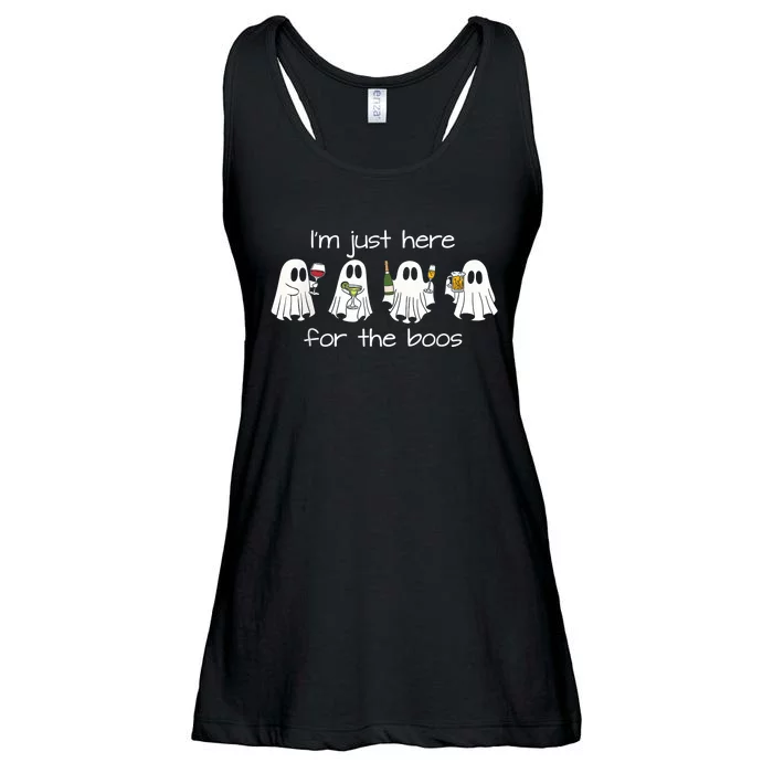 IM Just Here For The Boos Funny Halloween Ghost Ladies Essential Flowy Tank