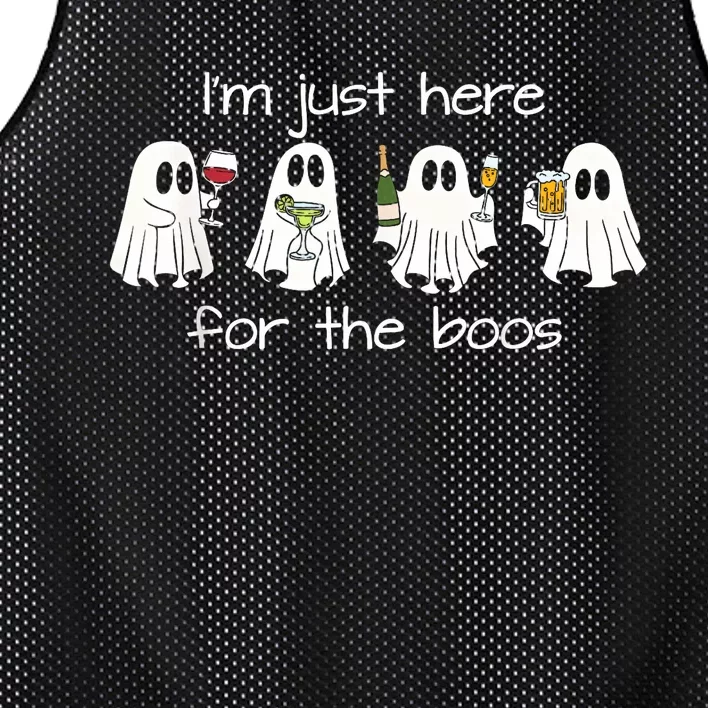 IM Just Here For The Boos Funny Halloween Ghost Mesh Reversible Basketball Jersey Tank