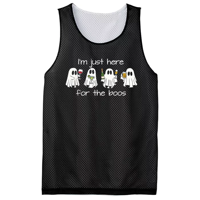 IM Just Here For The Boos Funny Halloween Ghost Mesh Reversible Basketball Jersey Tank