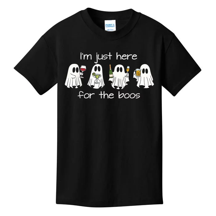 IM Just Here For The Boos Funny Halloween Ghost Kids T-Shirt