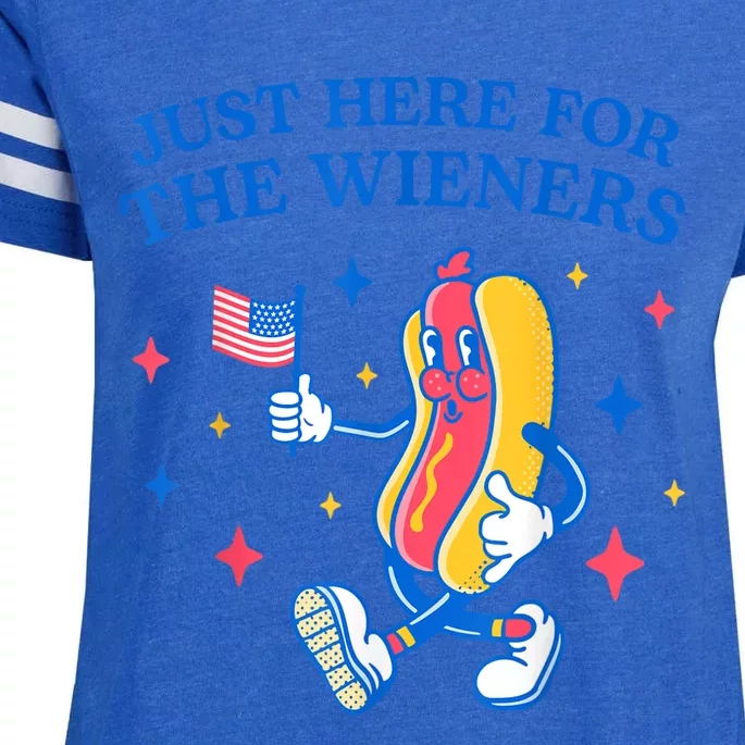 I'm Just Here For The Wieners Funny 4th Of July Enza Ladies Jersey Football T-Shirt