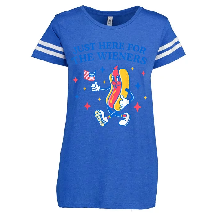 I'm Just Here For The Wieners Funny 4th Of July Enza Ladies Jersey Football T-Shirt